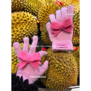 Have u desgin Winter Original Handmade Bow Dệt kim Găng tay ấm áp sang trọng