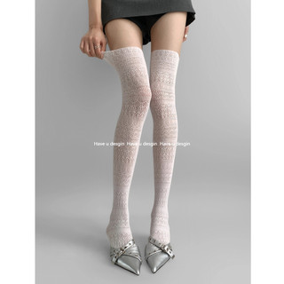 Tất Over-The-Knee Nữ Mỏng Phù Hợp Mùa Hè, Thiết Kế Ren Lưới Style Nhật Bản