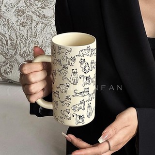 Nhóm Đơn Giản Cốc Mèo Cặp Đôi Ăn Sáng Cốc Cô Gái Hoạt Hình Dễ Thương Dung Tích Lớn Cốc Gốm Cà Phê
