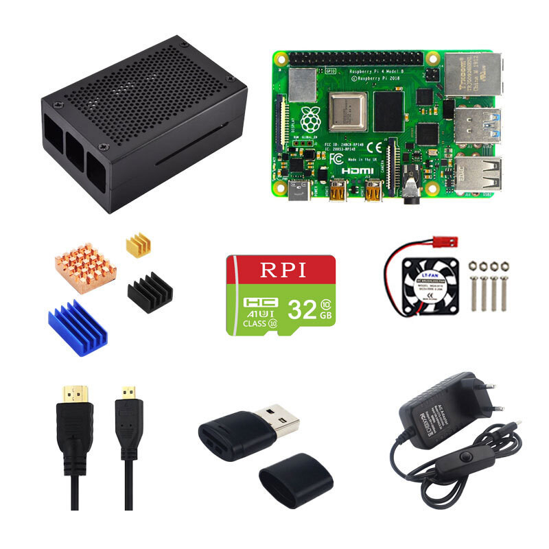 Raspberry Pi Model B Kit 4Gb/8Gb Vỏ Nhôm+Tản Nhiệt+Quạt Tản Nhiệt+Đầu ...