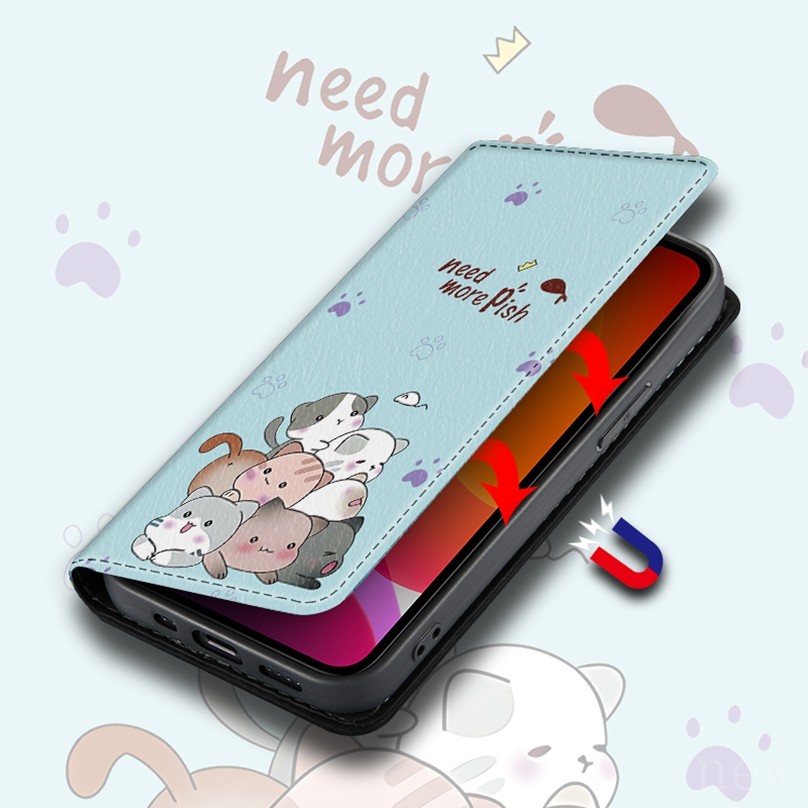 Ốp Da Cao Cấp Thích Hợp Cho OPPO Reno 5 6 Pro 5G Ốp Điện Thoại Mèo Dễ Thương Reno 5Z 6Z 5K