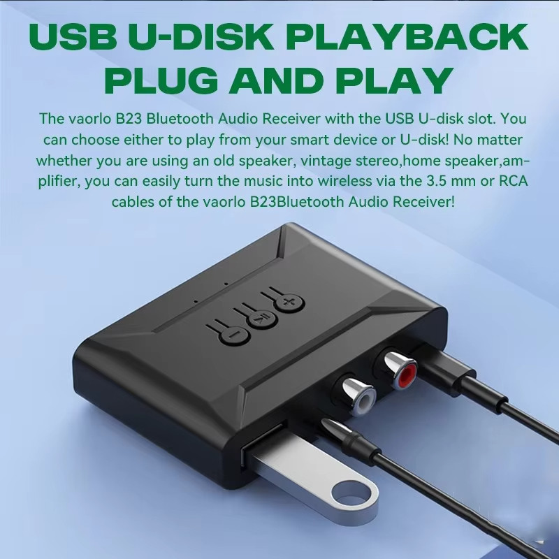 Bluetooth 5.4 Bộ Thu Âm Thanh Không Dây Đĩa U RCA 3.5 Mm AUX USB Stereo Bộ Chuyển Đổi Âm Nhạc Có MIC Cho Xe Ô Tô Bộ Khuếch Đại Loa Có Dây