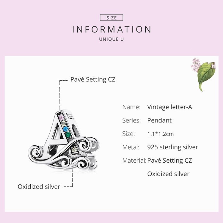 Mô tả Bamoer Hạt Charm Bạc 925 Chữ Cái A~Z Cho Tự Làm Vòng Tay Vòng Cổ Bán Phụ Kiện - 1