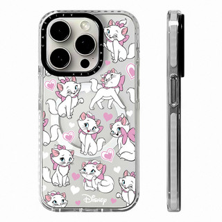 Phim hoạt hình dễ thương Pink Mary Cat Sticker Vỏ sạc từ tính không dây Tương thích cho IPhone11 12 13 14 15 16 Pro Max Cover 16 PLUS Silicone mềm trong suốt Vỏ chống sốc