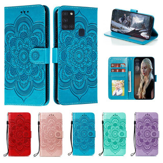 Ốp Điện Thoại Da Hoa Emboss Cho Samsung Galaxy M21 M30s M31 M315 SM-M307 M215F Ví Datura Flip Book Case Cover Funda