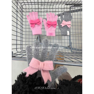 Have u desgin Winter Original Handmade Bow Dệt kim Găng tay ấm áp sang trọng