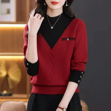 Áo len nữ mặc của mẹ [Giảm 22%] Áo len phong cách mới Áo len chui đầu phong cách phương Tây Áo len nữ Áo len mùa xuân thu thời trang dáng rộng giảm tuổi phiên bản Hàn Quốc