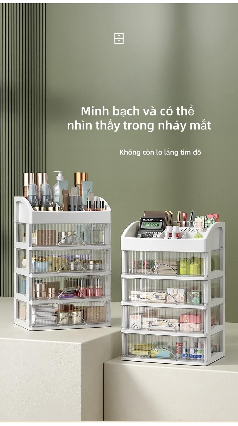 Mô tả Derorice Hộp đựng đồ để bàn dạng ngăn kéo Tủ đựng mỹ phẩm Minh bạch và có thể nhìn thấy - 1