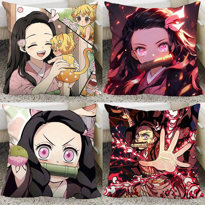 Gối Demon Slayer Tomioka Nezuko Zenitsu shinobu Kamado Nezuko Demon Slayer Anime Ngoại Vi Gối Ký Túc Xá Ngủ Gối Đệm Hai Mặt Có Thể Được Tùy Chỉnh Lõi Miễn Phí