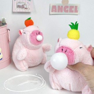 Búp bê nhồi bông màu hồng Capybara có tính năng thổi bong bóng cho trẻ em hoàn hảo