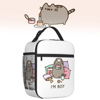 Hộp cơm trưa di động dành cho trẻ em Pusheen có phong cách hoạt hình và dễ dàng mang theo cho trẻ em