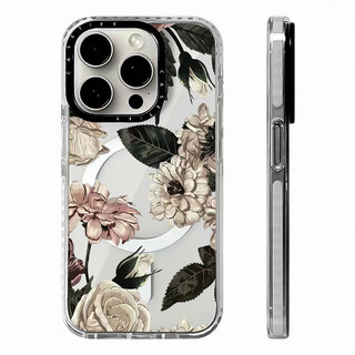 Retro Florals Time Không Dây Từ Tính Ốp Lưng Sạc Tương Thích Cho IPhone11 12 13 14 15 16 Pro Max Cover 16 PLUS Silicon Mềm Trong Suốt Ốp Lưng Chống Sốc
