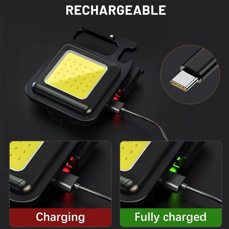 3 Chiếc Di Động Mini COB Đèn Pin Móc Khóa Đèn Làm Việc Đèn Sạc Bỏ Túi Dụng Cụ Mở Chai Đèn Có Đế Từ Tính Cho Cắm Trại Ngoài Trời