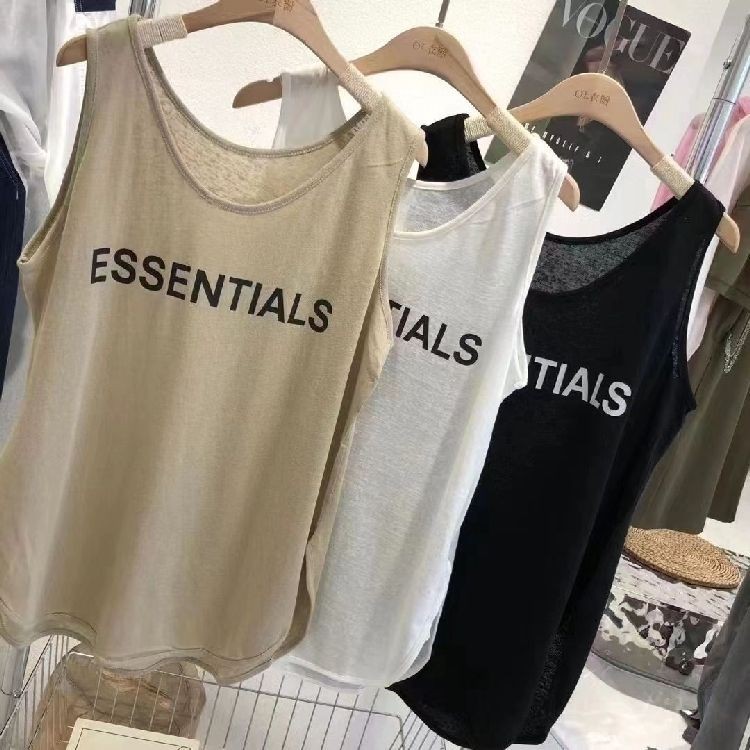 Lan ~ Hàng Châu Âu Áo Vest Không Tay Áo Thun Nữ Mùa Hè ins Hợp Thời Trang Chữ Thiết Kế Rời Thường Ngày Top Size Lớn 150kg