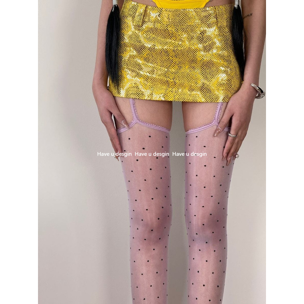 Có bạn desgin
 Aurora Polka Ren Oily Sling Chấm Bi Vớ Nhiều Màu Sắc Tinh Khiết Desire Phong Cách Gợi Cảm Hot Girl Quần