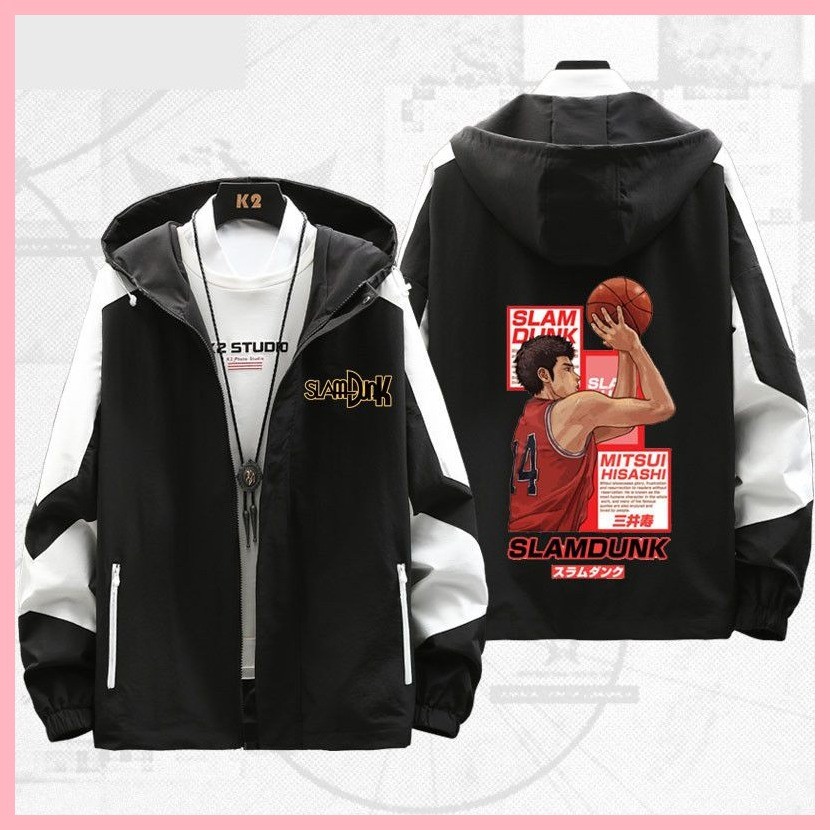 Áo khoác dài tay Slam Dunk Hanamichi Sakuragi KaedeRukawa Hisashi Mitsui HarukoAkagi Slam Dunk KaedeRukawa Hisashi Anime Ngoại Vi Quần Áo Nam Nữ Cặp Đôi Cùng Phong Cách Mùa Xuân Thu Áo Khoác