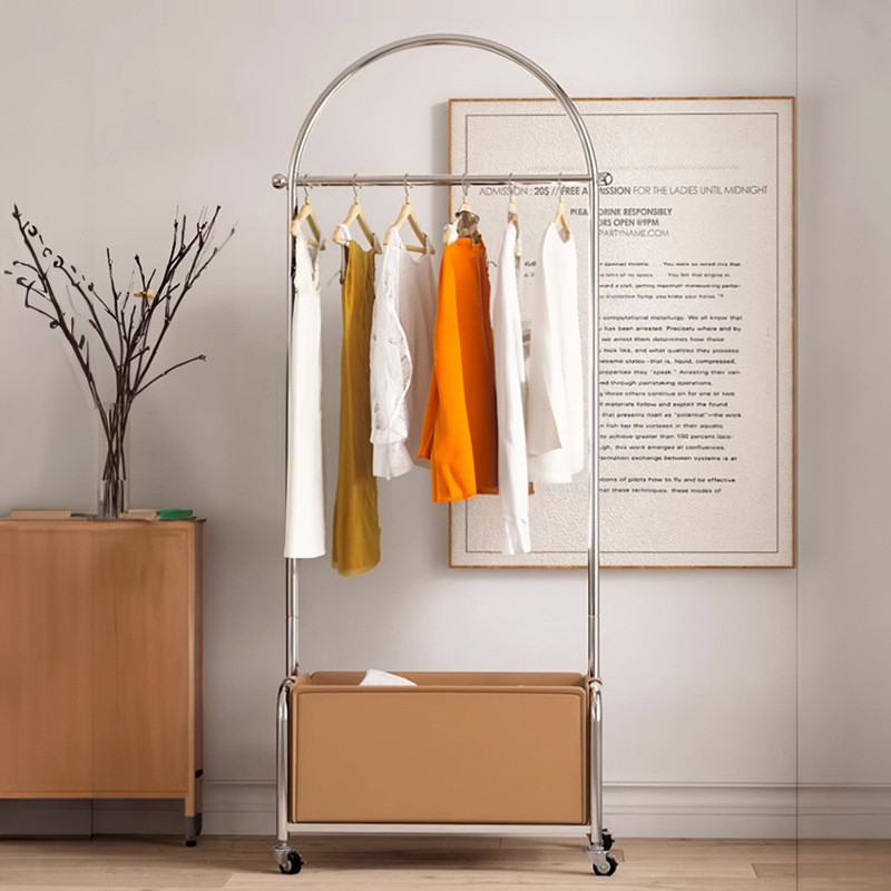 Stainless steel coat rack, floor to ceiling, bedroom clothes hanger ...