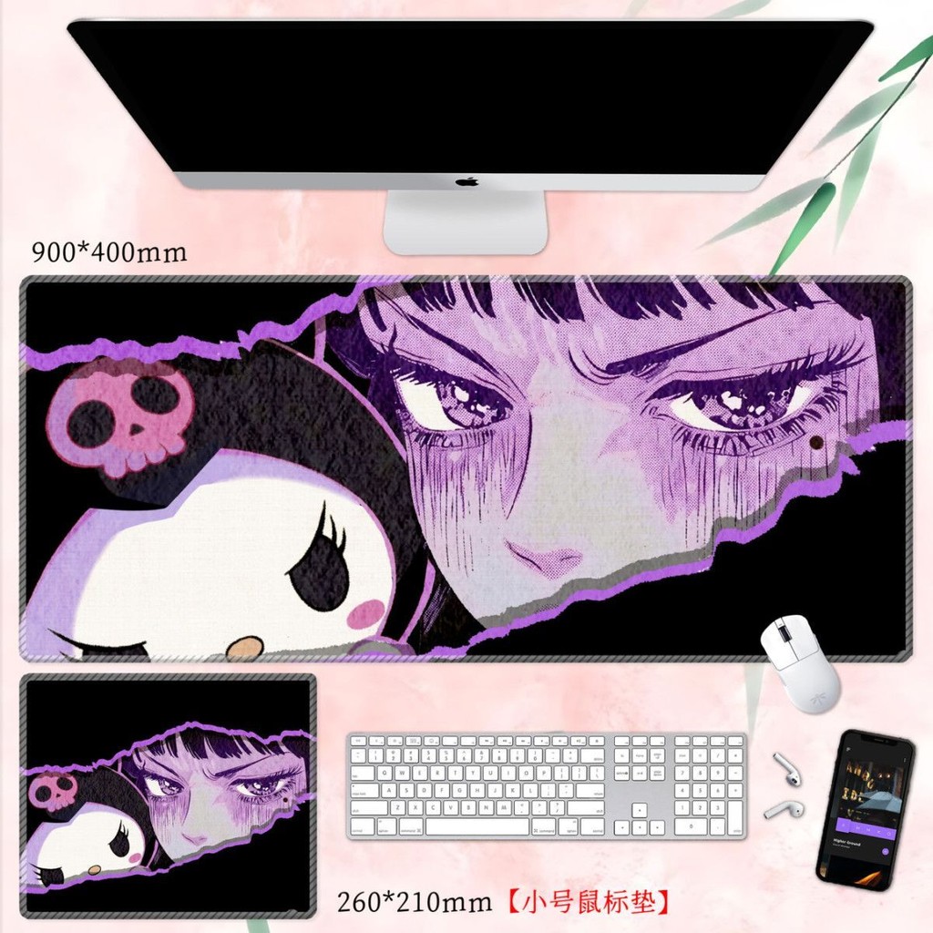 Sanrio Hello Kitty Kuromi Mouse Pad Cực Lớn Cao Cấp Thời Trang Quốc Gia Đen Hồng Bàn Phím Văn Phòng Miếng Lót Laptop Để Bàn