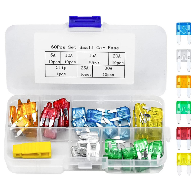 60Pcs Mini Auto Mini Tiêu Chuẩn Blade Fuse Thay Thế Kit 5A 10A 15A 20A ...