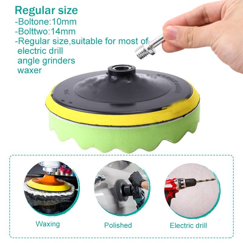 Bộ Dụng Cụ Đánh Bóng Ô Tô Tự Dính Đánh Bóng Xốp Len Bánh Xe Đánh Bóng Miếng Lót Cho Xe Máy Đánh Bóng Máy Khoan Adapter 11 Cái / bộ 3 / 5 / 6 / 7 inch