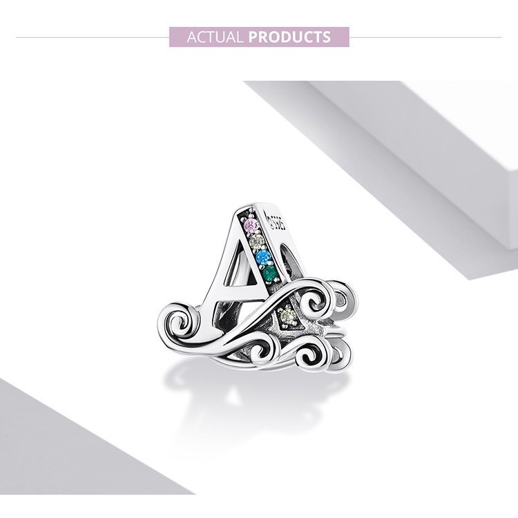 Mô tả Bamoer Hạt Charm Bạc 925 Chữ Cái A~Z Cho Tự Làm Vòng Tay Vòng Cổ Bán Phụ Kiện - 6