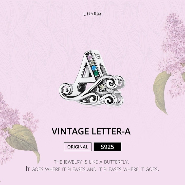 Mô tả Bamoer Hạt Charm Bạc 925 Chữ Cái A~Z Cho Tự Làm Vòng Tay Vòng Cổ Bán Phụ Kiện - 2