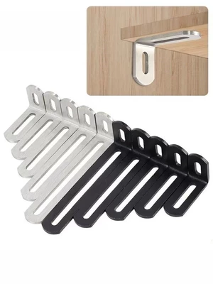 2 Chiếc Thép Không Gỉ Lỗ Dài Có Thể Điều Chỉnh Mã Góc Di Chuyển Đầu Nối 90 Độ Hình Chữ L Hỗ Trợ Cố Định Góc Sắt