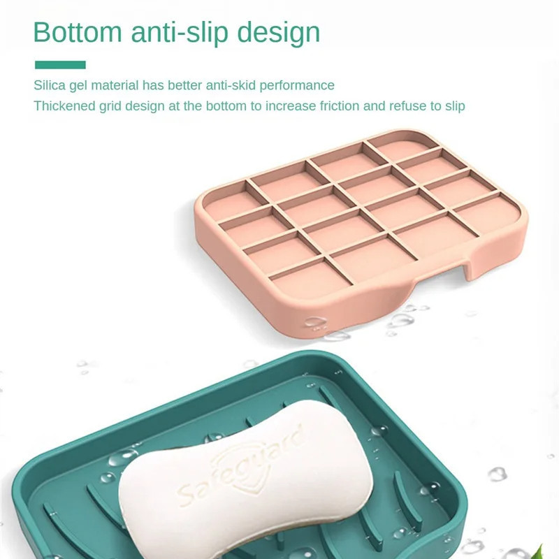 Hộp Xà Phòng Tổ Chức Silicon Chống Trượt Hộp Xà Phòng Để Ngăn Rơi Chậu Rửa Khay Bảo Quản Thích Hợp Cho Nhà Bếp Và Phòng Tắm 2PC