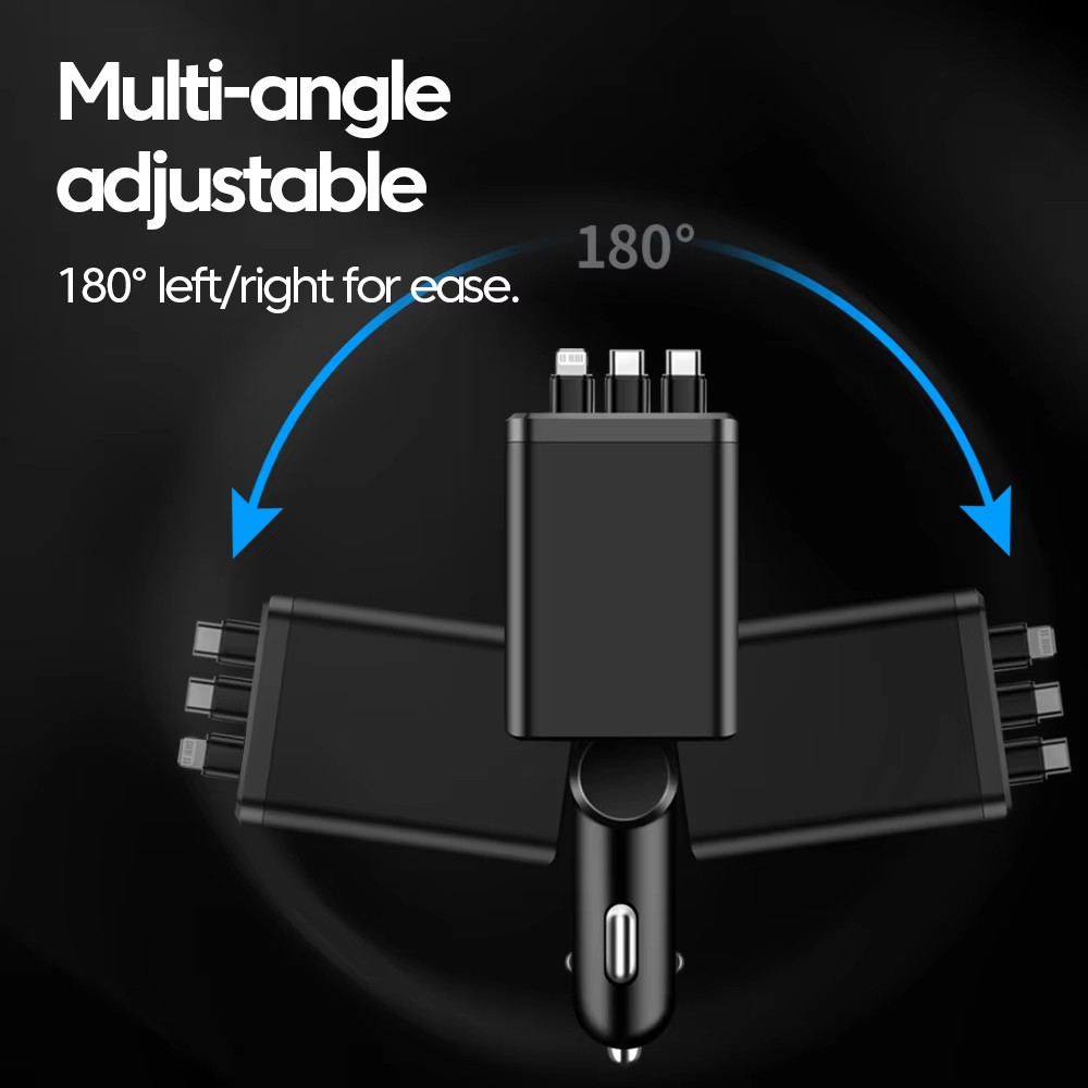 Đa Năng 7 TRONG 1 Sạc Xe Hơi Có Thể Thu Vào USB Loại C PD Cáp Có Thể Thu Vào Cho Điện Thoại Samsung Dây Sạc Nhanh Thuốc Lá Bật Lửa Adapter