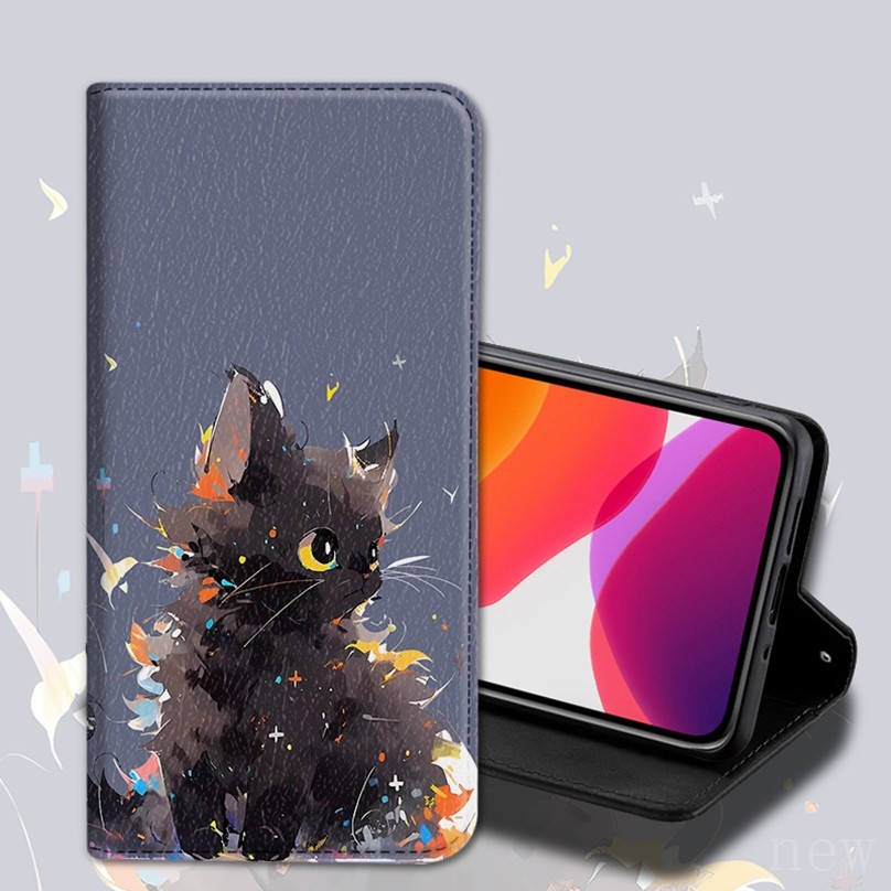 Ốp Da Cao Cấp Thích Hợp Cho OPPO Reno 5 6 Pro 5G Ốp Điện Thoại Mèo Dễ Thương Reno 5Z 6Z 5K