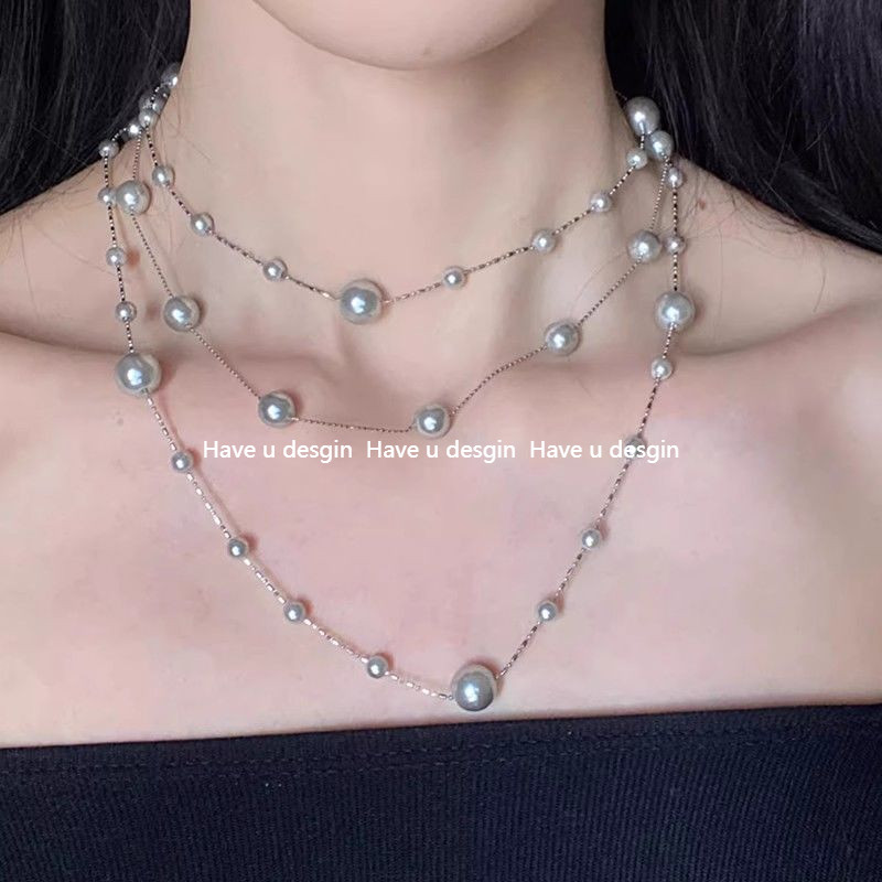 Have u desgin Vòng Cổ Ngọc Trai Cao Cấp Ánh Sáng Sang Trọng Thiết Kế Niche Xương Đòn Dây Xích Lớp Áo Len Dây Chuyền Vòng Cổ Sang Trọng
