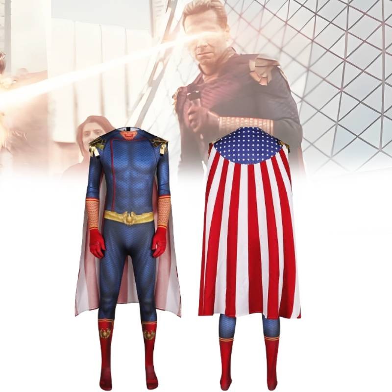 Áo choàng Cosplay Homelander màu xanh sành điệu cho trang phục biểu diễn sân khấu bé trai