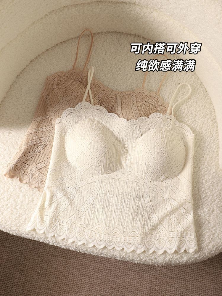 Ren gợi cảm nữ với miếng lót ngực, dây vai mỏng bên ngoài, đáy trắng, chống nắng
