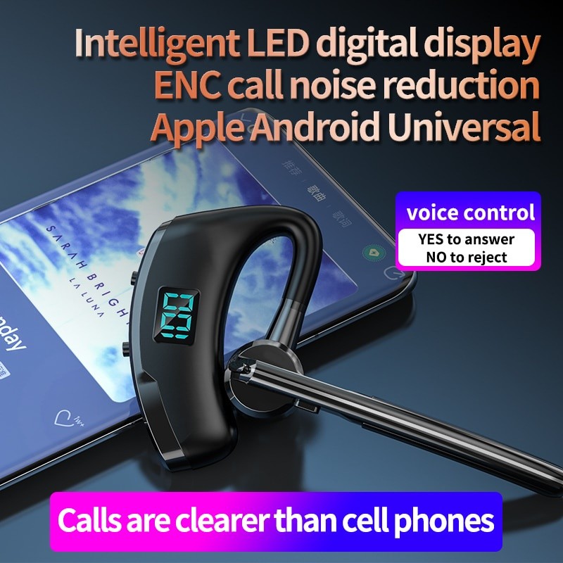 Tai nghe doanh nhân Bluetooth 5.2 không dây móc tai âm thanh nổi có mic V8S