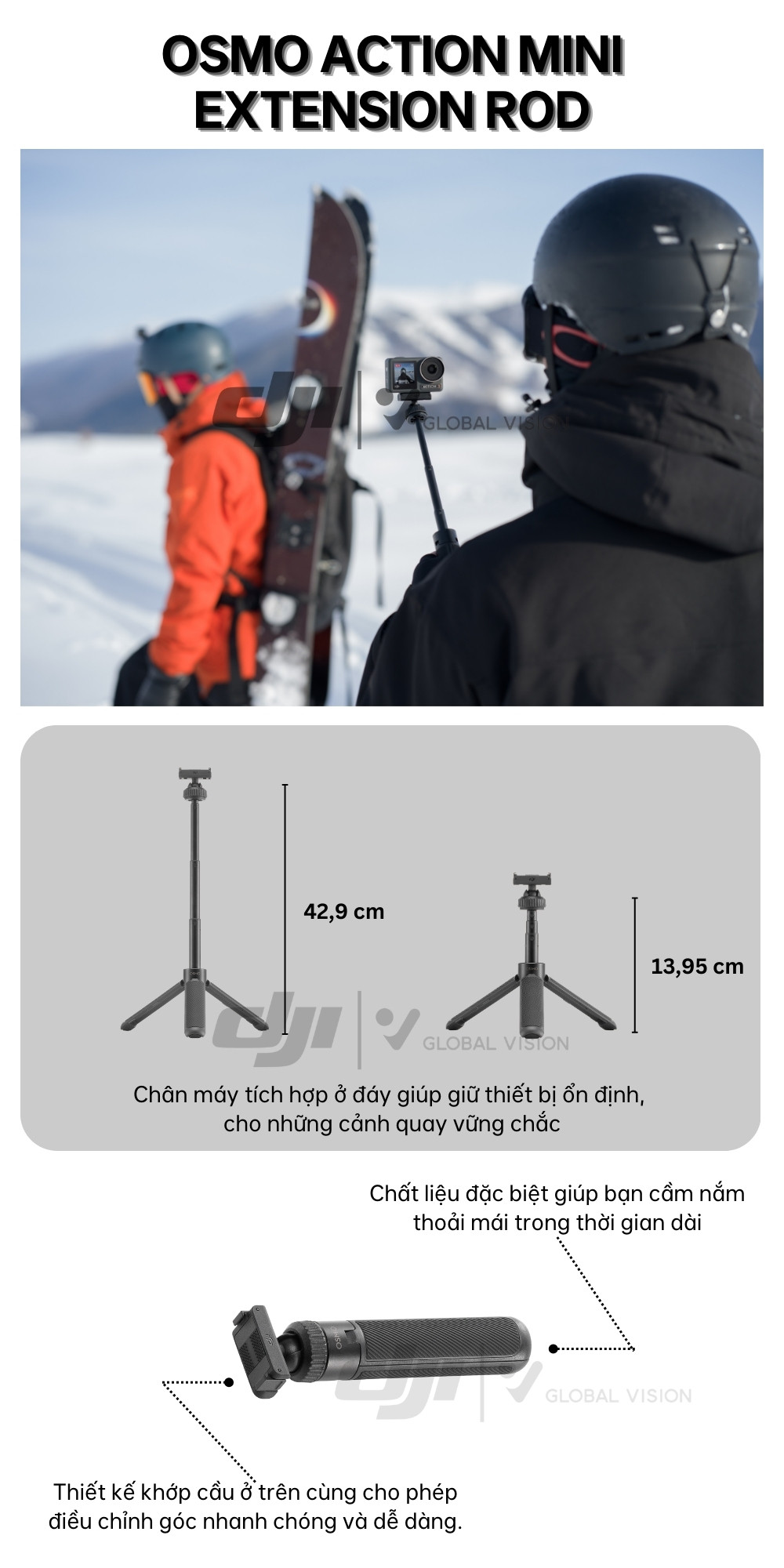 Mô tả Gậy chụp ảnh cầm tay kéo dài mini DJI dành cho Osmo Action camera hành động cao cấp chính hãng - 1