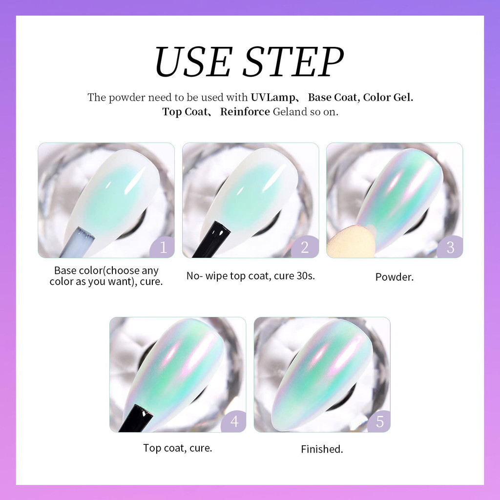 Nail Art Glowing Powder DIY Magic Mirror Glitter Nails Aurora Fairy ...