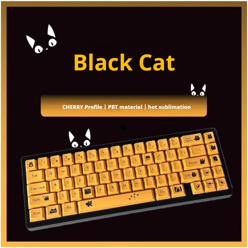 Cherry Profile Keycaps PBT Little Black Cat Keycap Set cho MX Switch