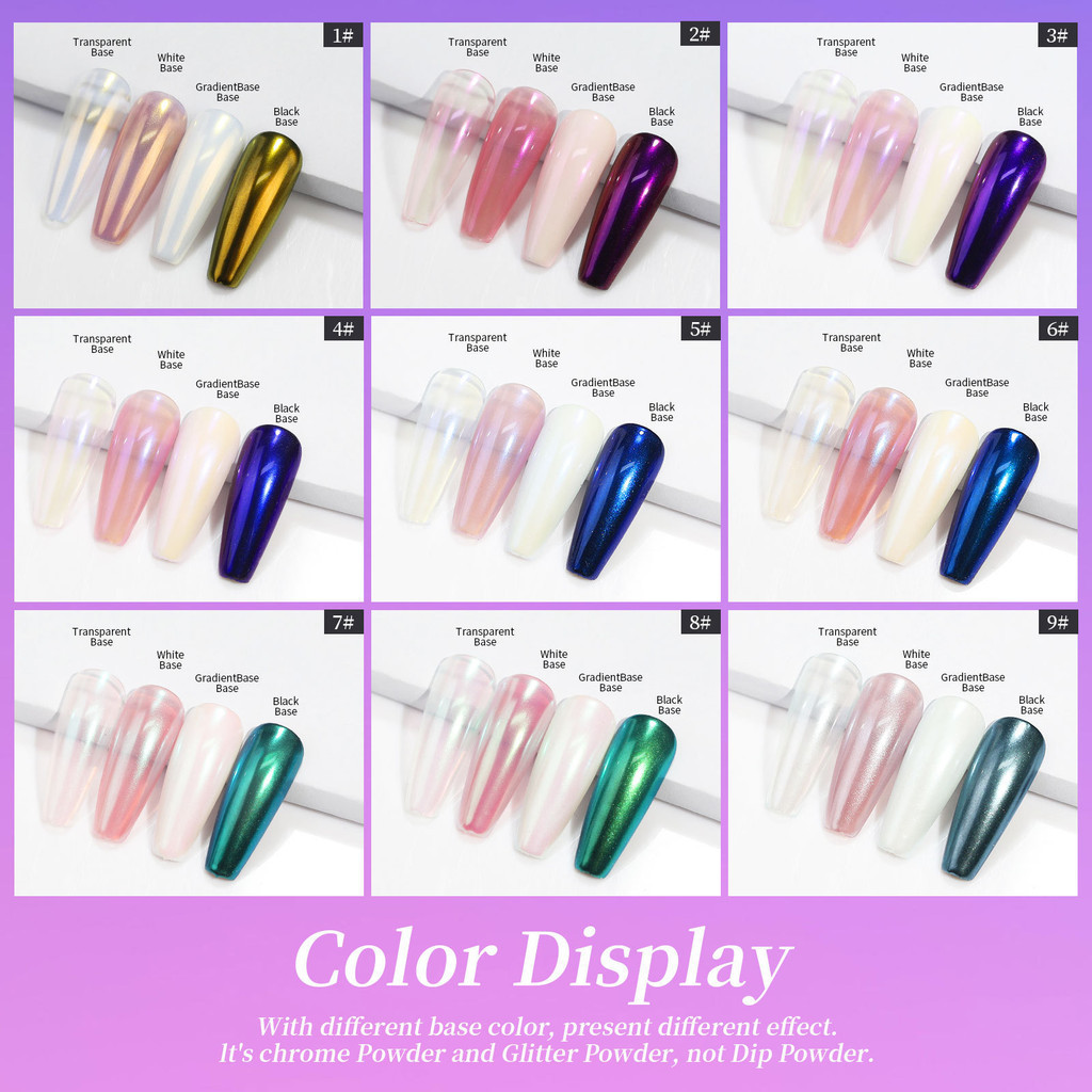 Nail Art Glowing Powder DIY Magic Mirror Glitter Nails Aurora Fairy ...