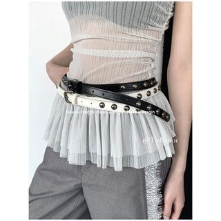 Have u desgin American Belt Punk Niche Retro Punk Phiên Bản Hàn Quốc Đen Đinh Tán Mỏng Đai Phù Hợp Với ins Belt Corset