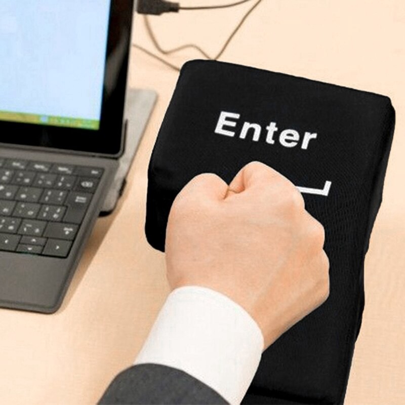 Usb Big Enter Nút Chìa Khóa Cho Văn Phòng Tại Nhà Gối Giảm Căng Thẳng Đầu Vào USB Lớn Máy Tính Thông Gió Gối Mềm Văn Phòng Đồ Chơi Giảm Căng Thẳng