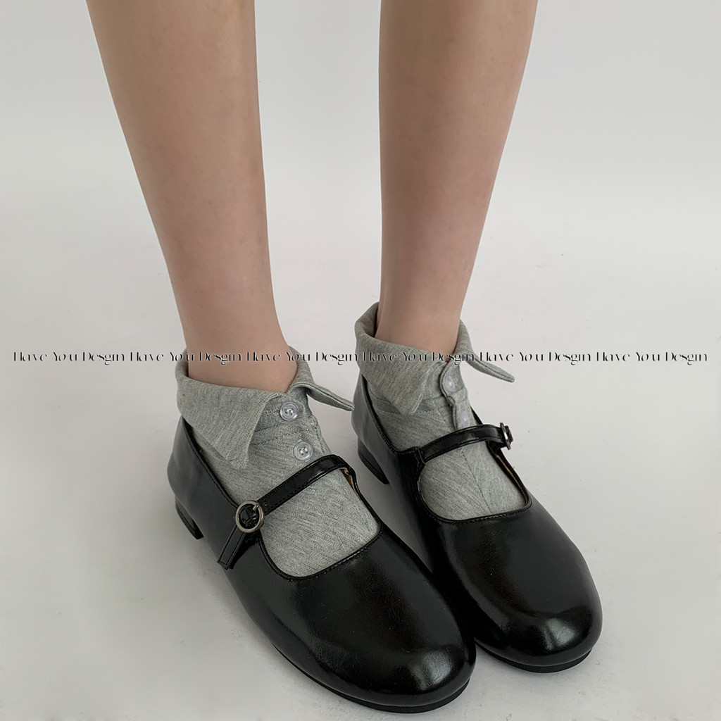 Have u desgin Thiết Kế Niche Tất Màu Xám Mùa Hè Thắt Nút Tất Nữ Phù Hợp Với Mary Jane Tất