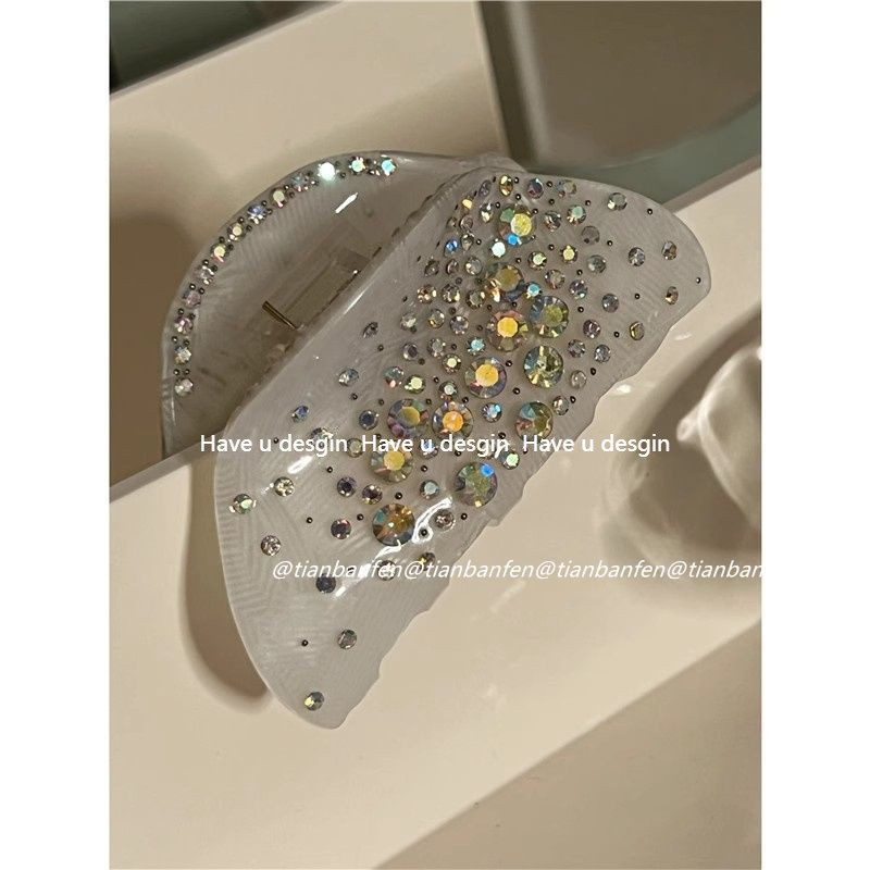 Kẹp Tóc Cá Mập Phong Cách Hàn Quốc và Pháp với Acetate và Kim Cương Giả Công Nghiệp, Sang Trọng và Lấp Lánh