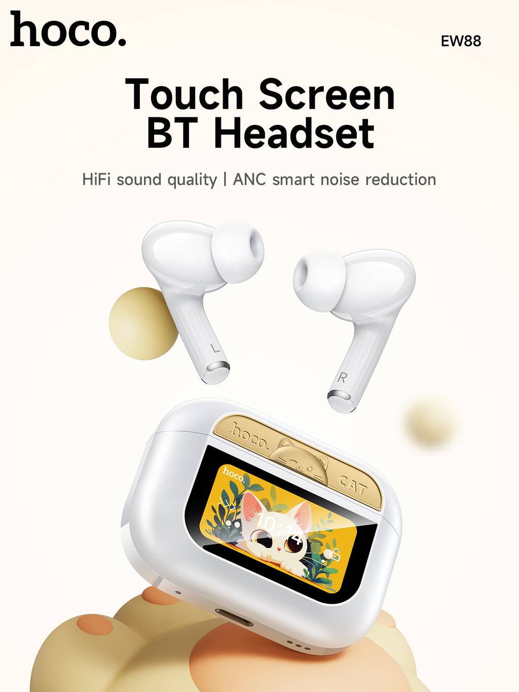 HOCO EW88 Không Dây ANC Khử Tiếng Ồn Bluetooth 5.4 Tai Nghe Nhạc Màn ...