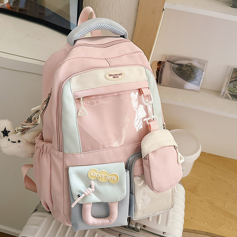 Ba lô cô gái tuổi teen có dây đeo vai có đệm và thiết kế nối học sinh cho