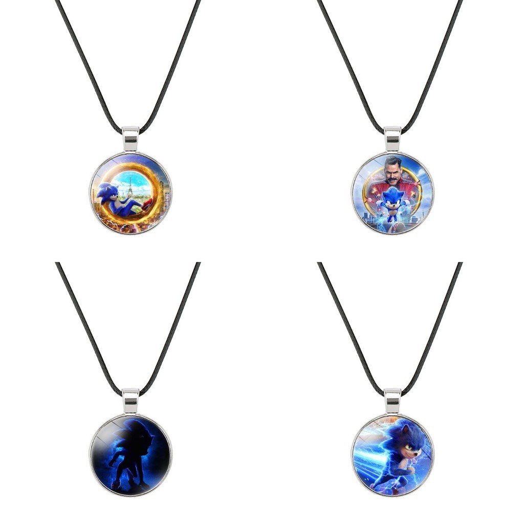 Hedgehog Sonic Time Stone Vòng cổ Dây sáp mềm Mặt dây chuyền Quà tặng không gây dị ứng