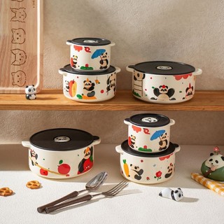 Bát giữ tươi bằng gốm Bát Bento kín có nắp Lò vi sóng Hoạt hình dễ thương Bát mì ăn liền Bát trái cây Hiệu suất cao