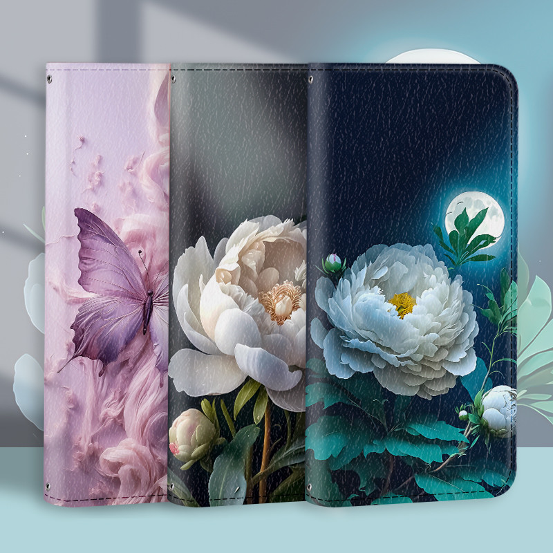 Ốp Lưng Da Điện Thoại Thẻ Hoa Thích Hợp Cho Apple iPhone 15 Plus 14 16 Pro Max i15 Flip Cover Bảo Vệ
