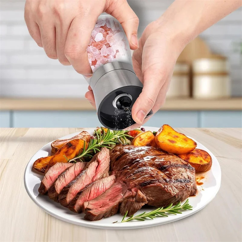 2 Chiếc Hướng Dẫn Sử Dụng Muối Tiêu Máy Xay Tiêu Máy Xay Muối Thép Không Gỉ Muối Và Tiêu Bình Lắc Nhà Bếp Nhà Máy Phụ Kiện 180ML