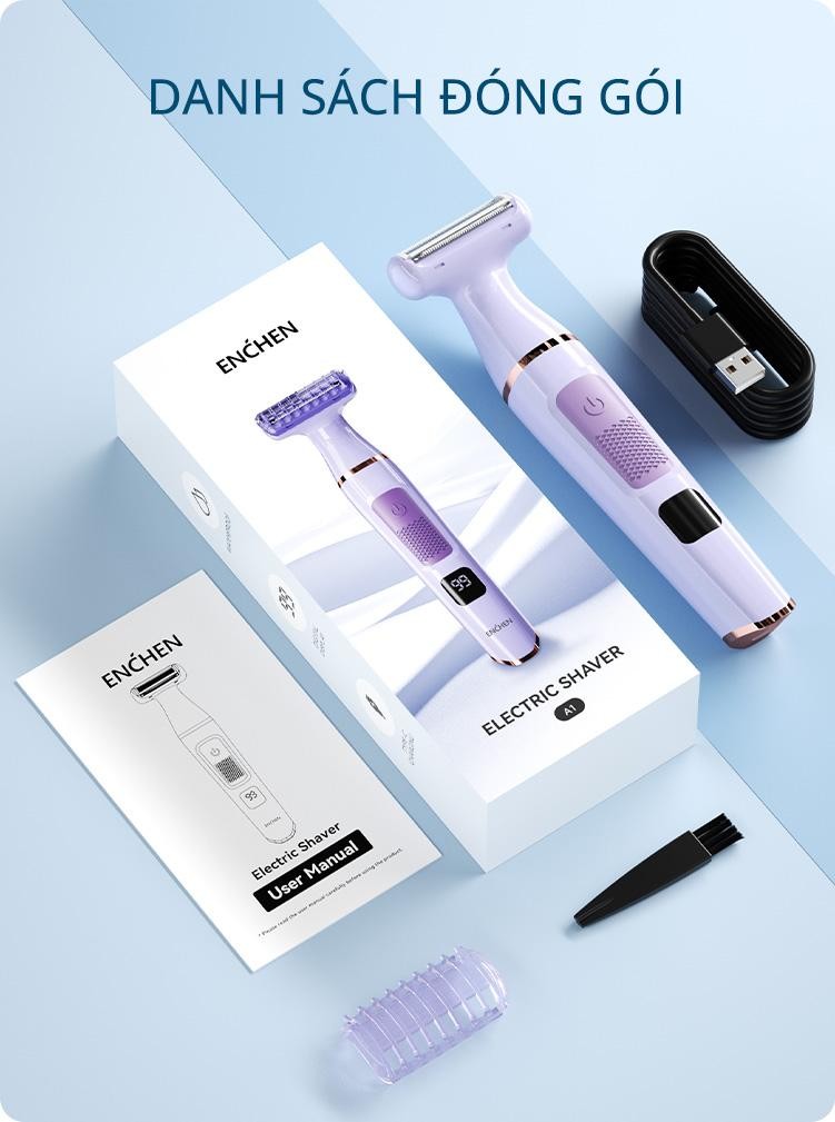 Mô tả Máy cạo toàn thân đa năng Enchen A1 - chống nước - lưỡi dao thép không gỉ - 3 in 1 - BH 6 tháng - 12