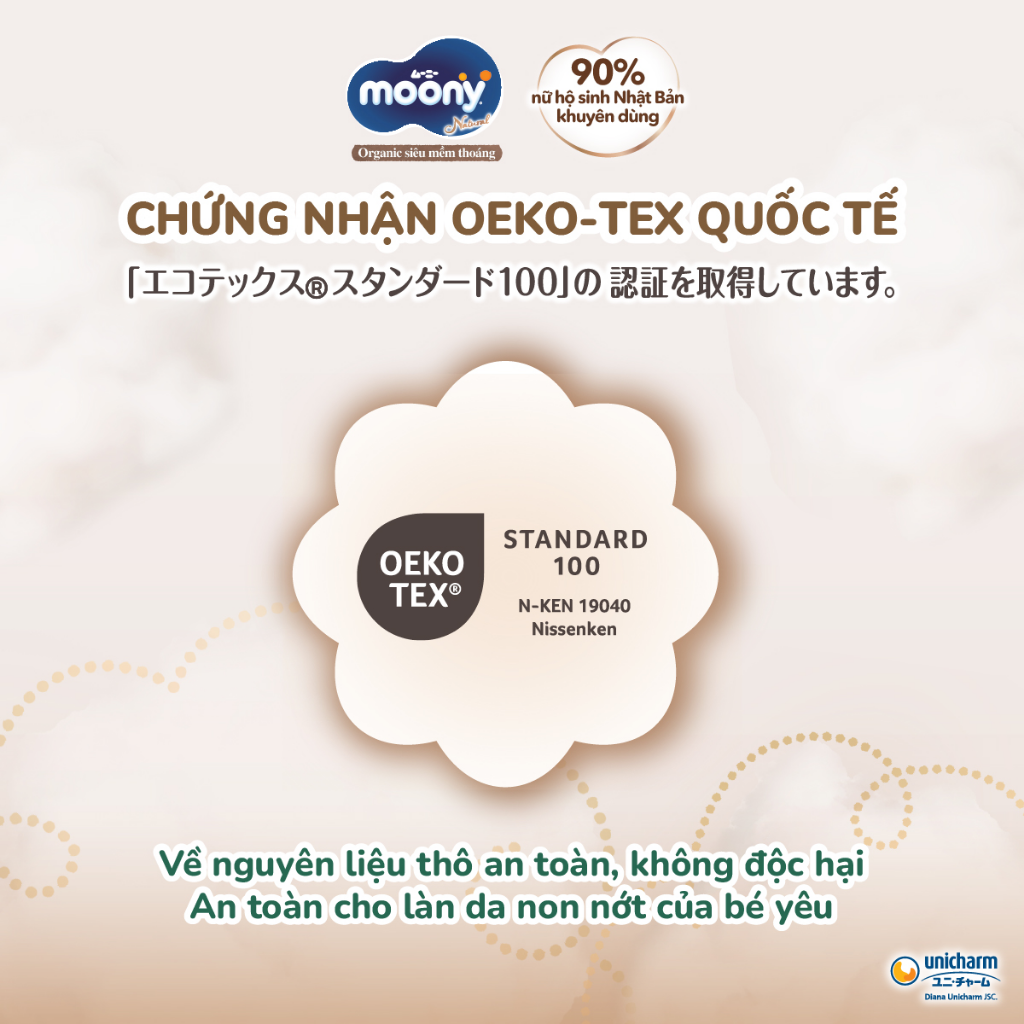 Mô tả Tã dán Moony Natural/ Moony Dịu Nhẹ siêu cao cấp NB62+4/S58+2/M46/L38 - 9
